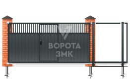 Откатные ворота 8 метров 8000×2400 с калиткой ЗМК-8131